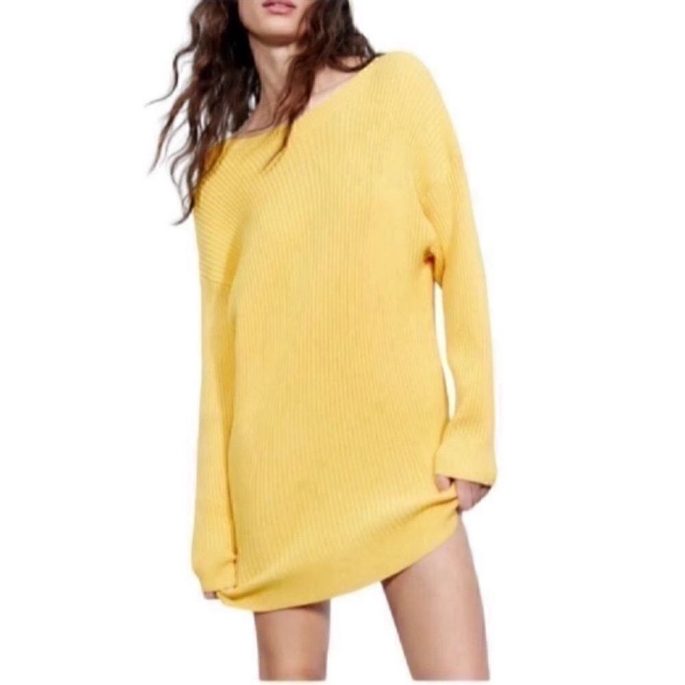 Zara Yellow Sweater Mini Dress(Size Medium)